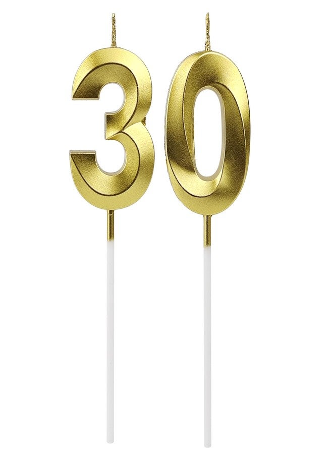 JUNSDUKE 30th Birthday Candles for Cake, Number Candles Decoration, Gold Birthday Cake Toppers for Men Women Anniversary Celebration (30th, Gold) - Image 1